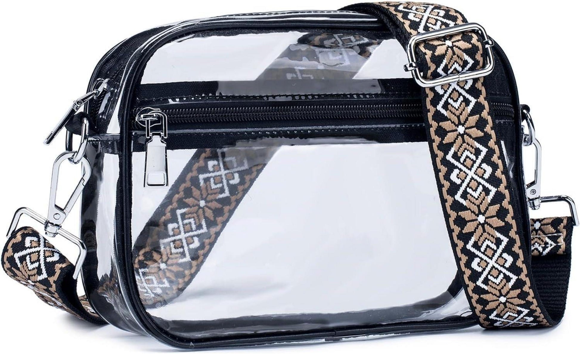Damen Vegan Leder Umhängetasche Crossbody mit 3 Reißverschlussfächern