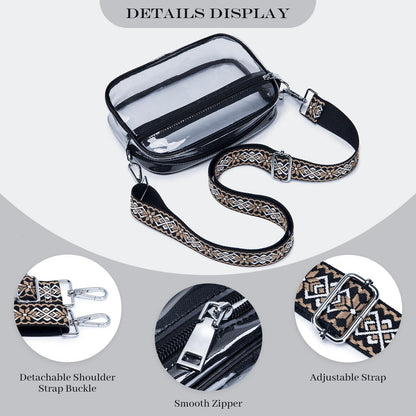 Damen Umhängetasche Veganem Leder Crossbody mit 3 Reißverschlussfächern Schwarz