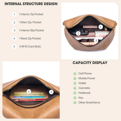 Kleine Damen Umhängetasche aus veganem PU Leder RFID Blockierung Crossbody Tasche
