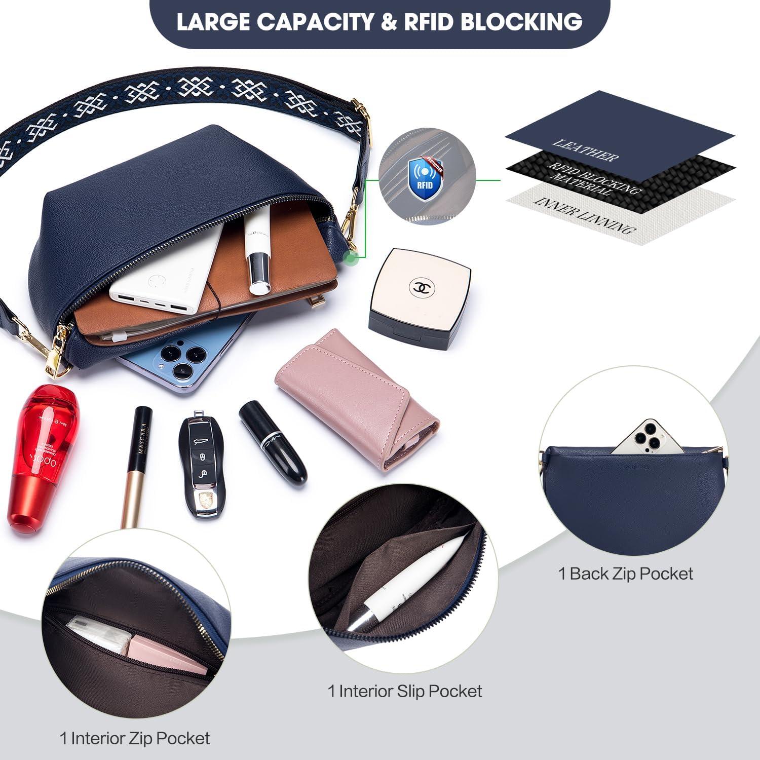 Kleine Umhängetasche Damen RFID Blockierung PU Leder Crossover Bag