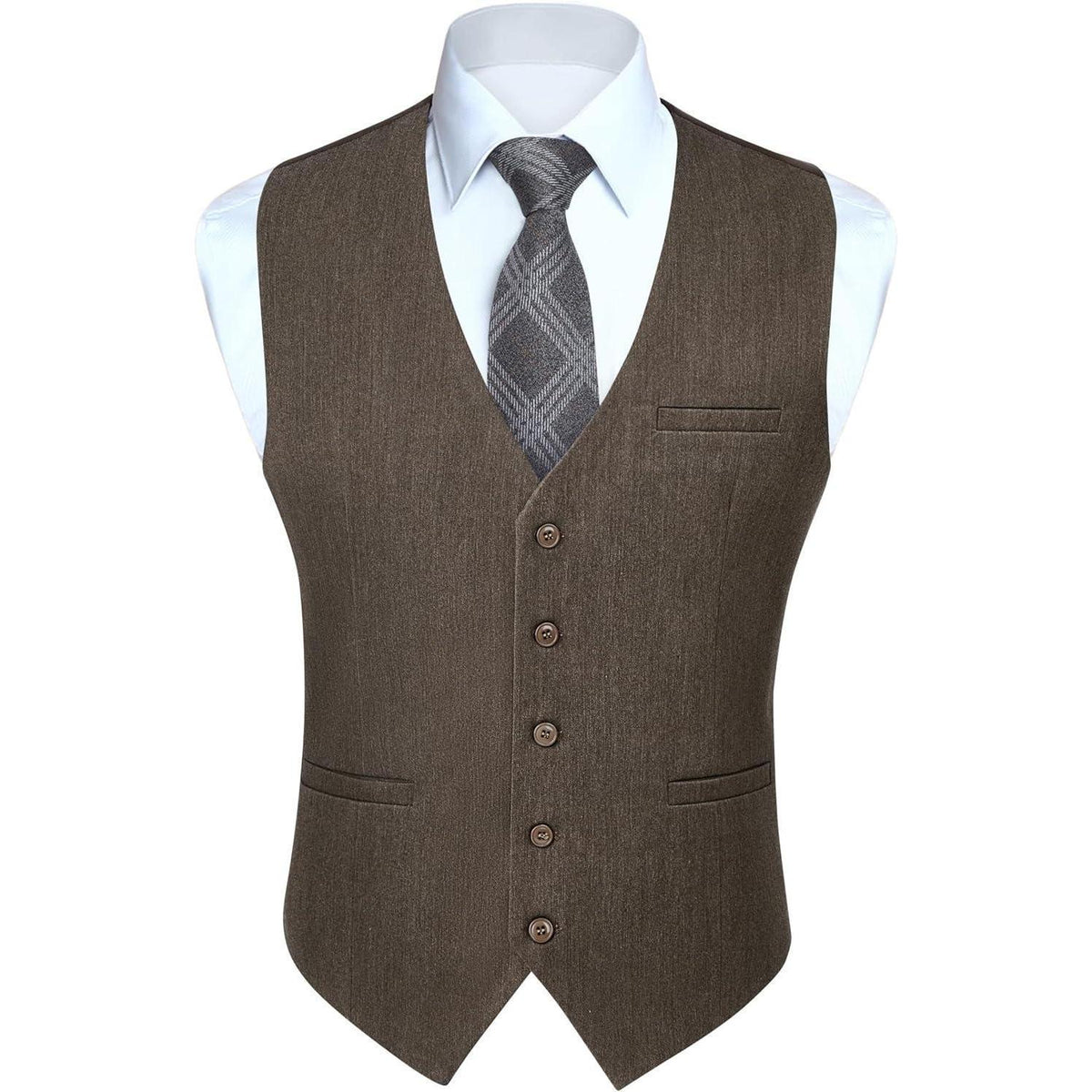 Herren Anzugweste Baumwolle V-Ausschnitt Elegant Braun XS-4XL