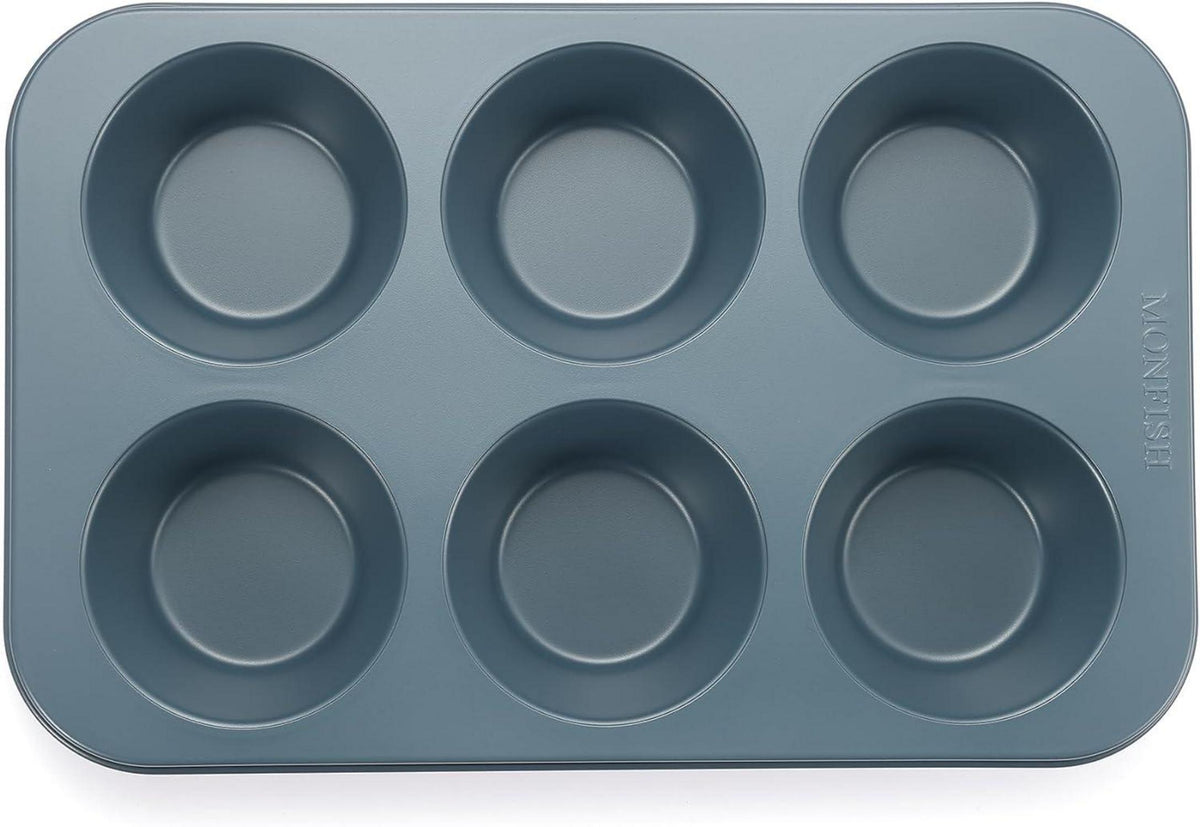 Jumbo Muffinform Karbonstahl Antihaftbeschichtung Haze Blue