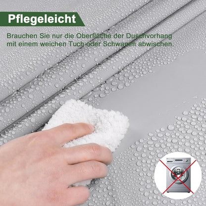 AooHome Duschvorhang Hellgrau 180x200 Wasserdicht Antischimmel mit 12 Ringen