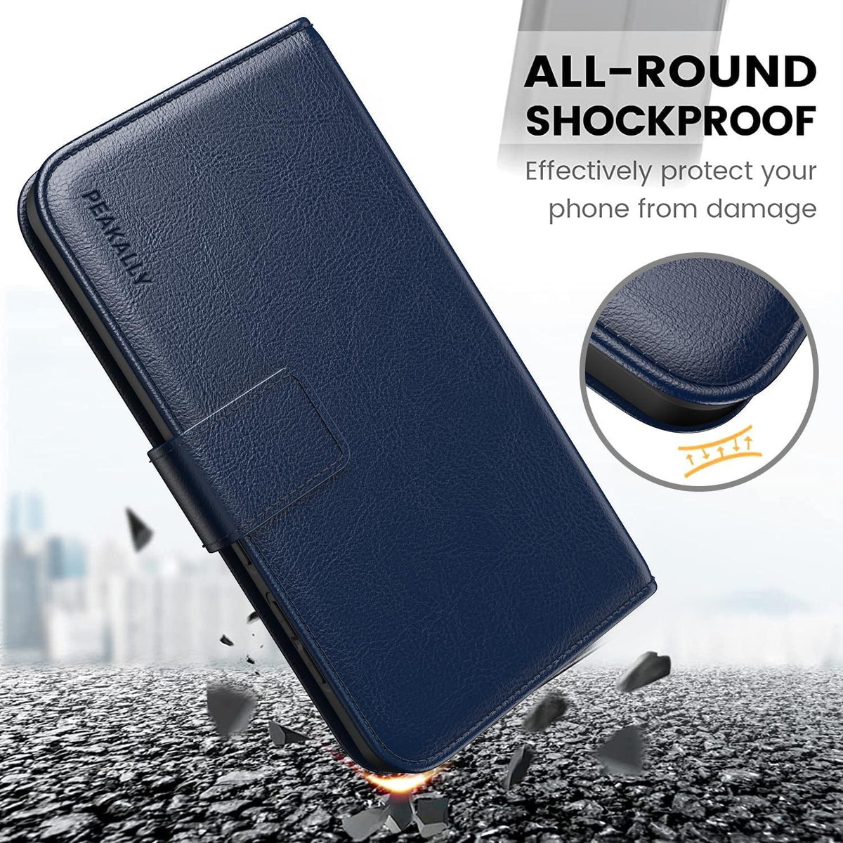 Schutzhülle Samsung Galaxy S24 mit Schutzfolie - Blaues PU Leder Magnet RFID