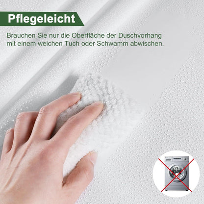 Duschvorhang 120x200 Weiß mit 8 Duschvorhangringen