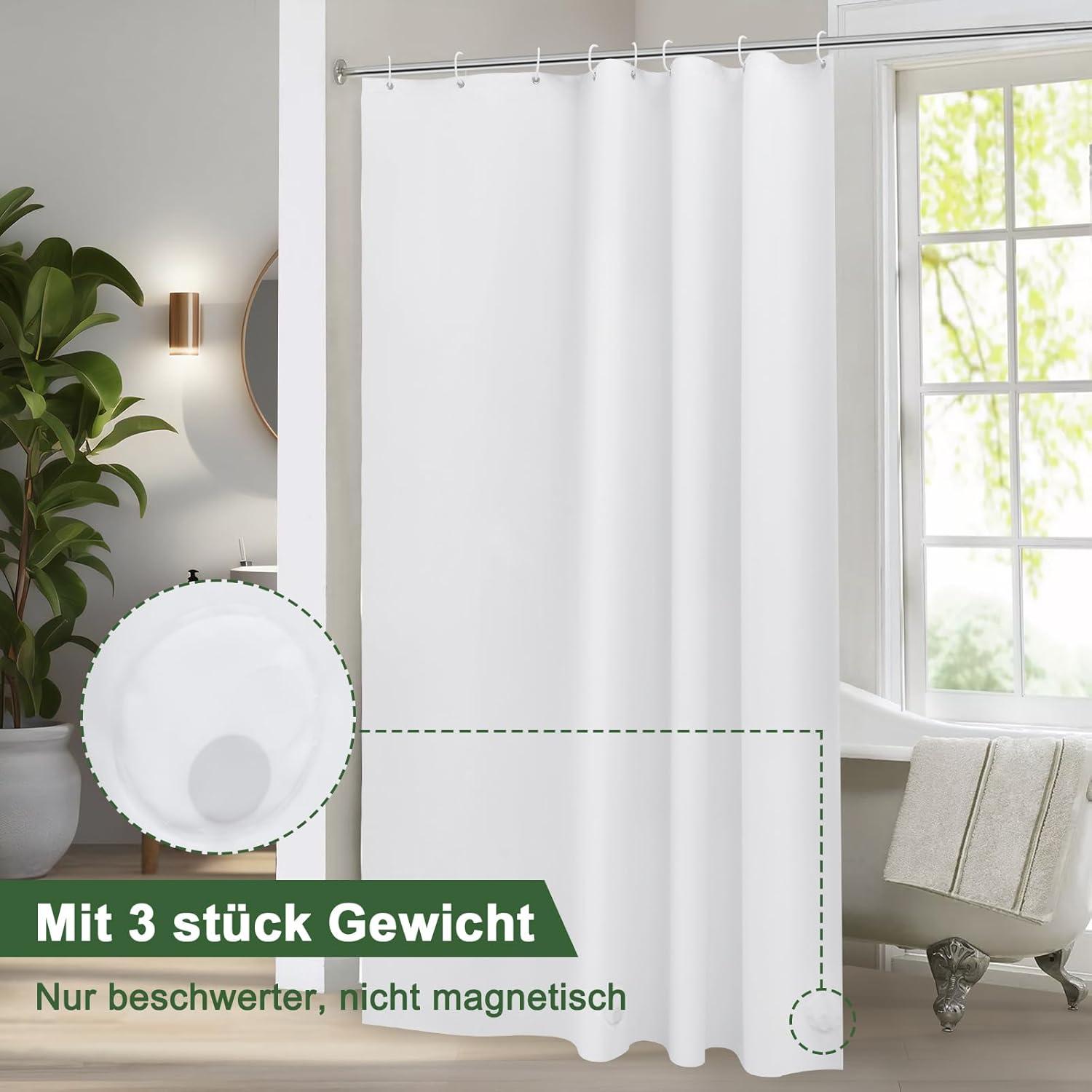 Duschvorhang 120x200 Weiß Kunststoff Wasserdicht Antischimmel 3