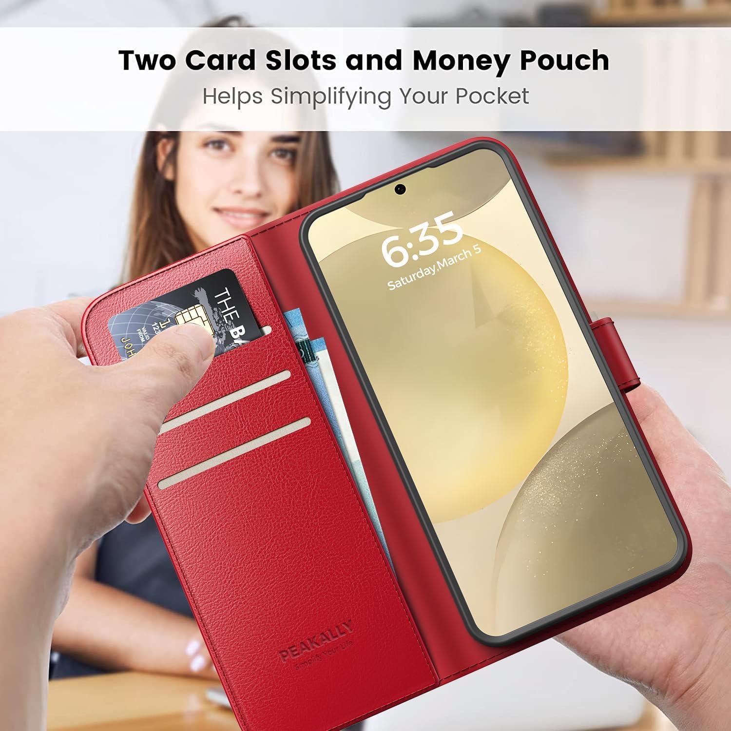 Schutzhülle für Samsung S24 - Magnet PU Leder RFID Stoßfest - Rot