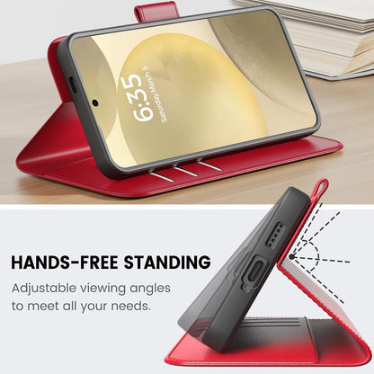 Peakally Hülle Samsung Galaxy S24 PU Leder RFID Rot