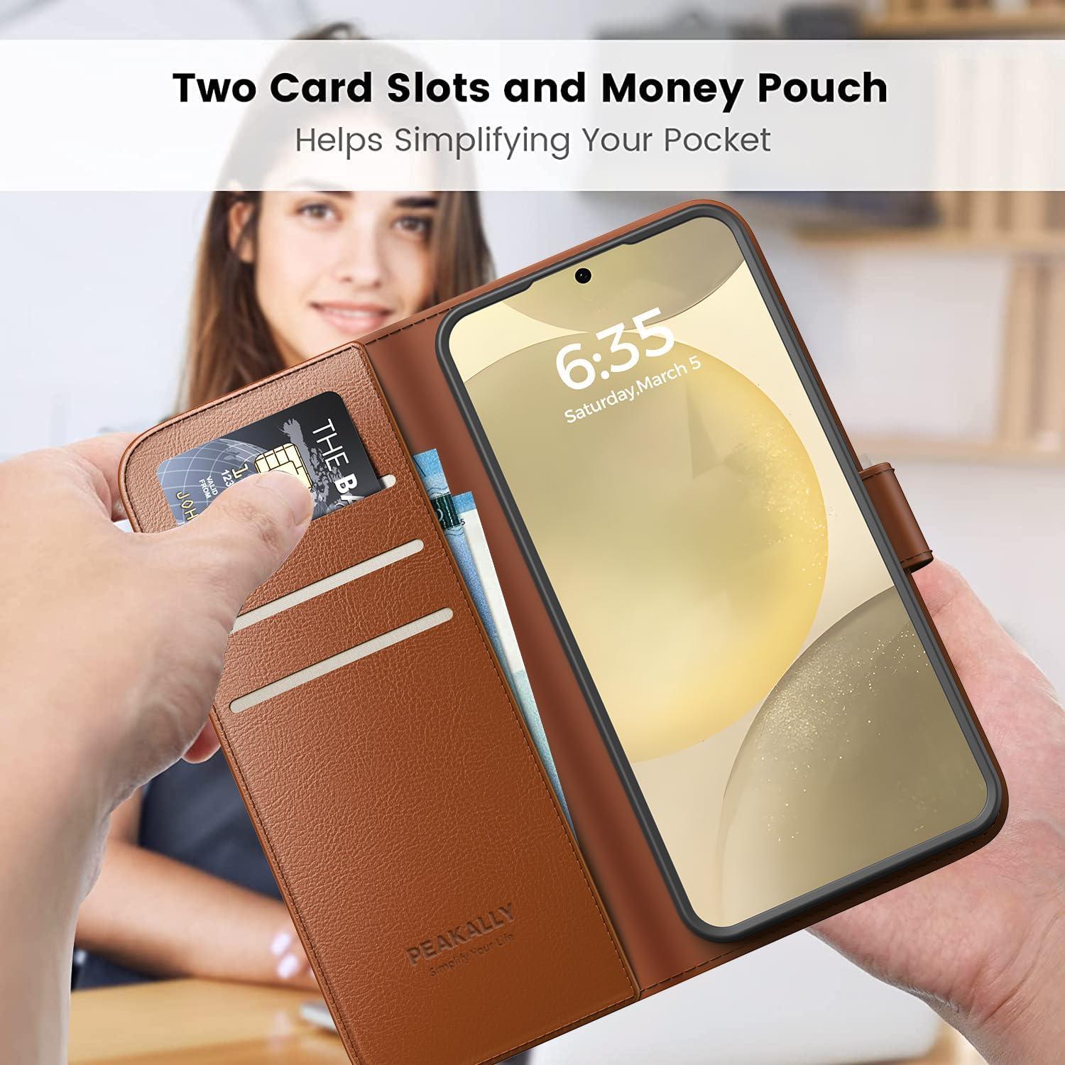 Samsung Galaxy S24 Hülle Braun PU Leder RFID Magnet