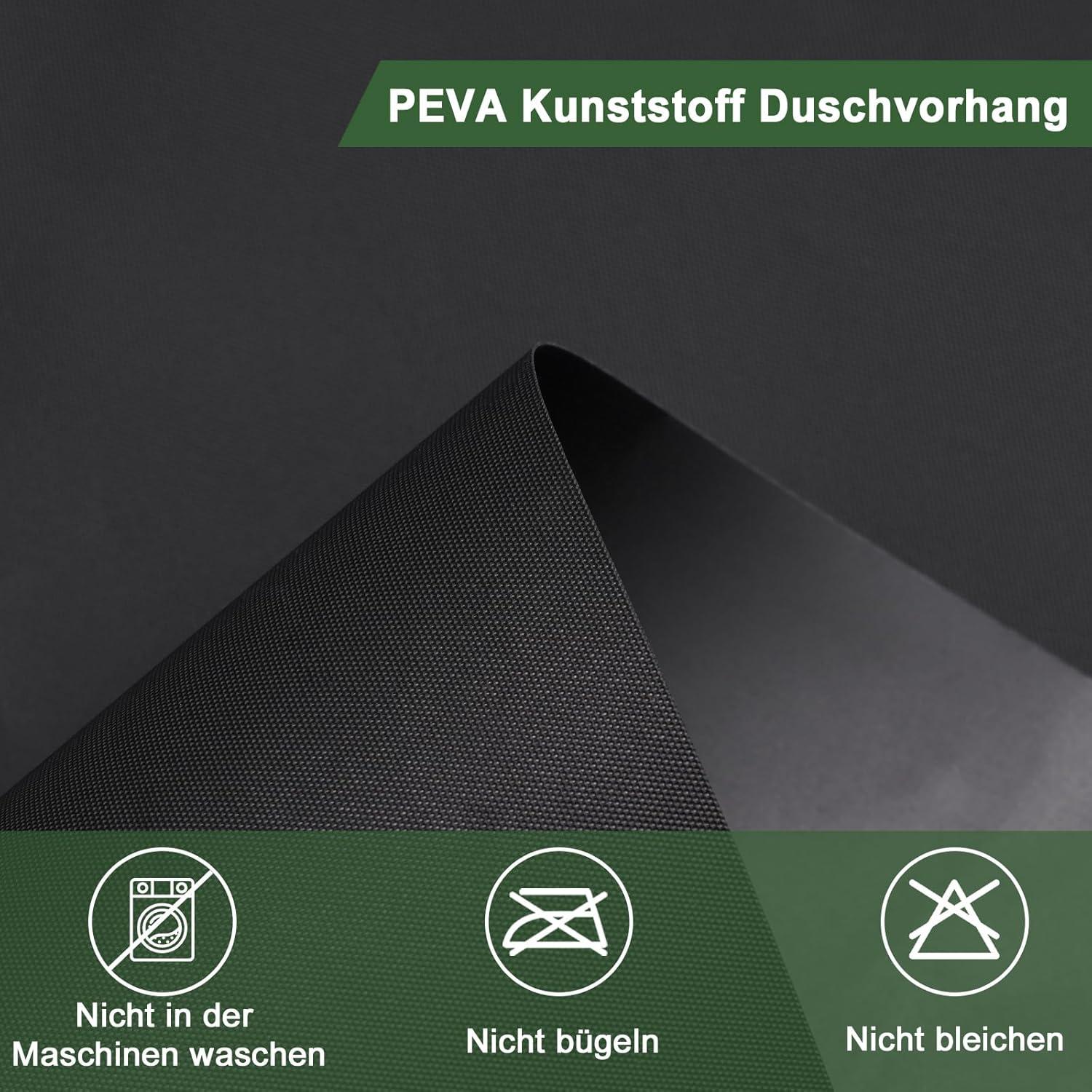 Duschvorhang Schwarz 120x200 Wasserdicht Antischimmel mit 8