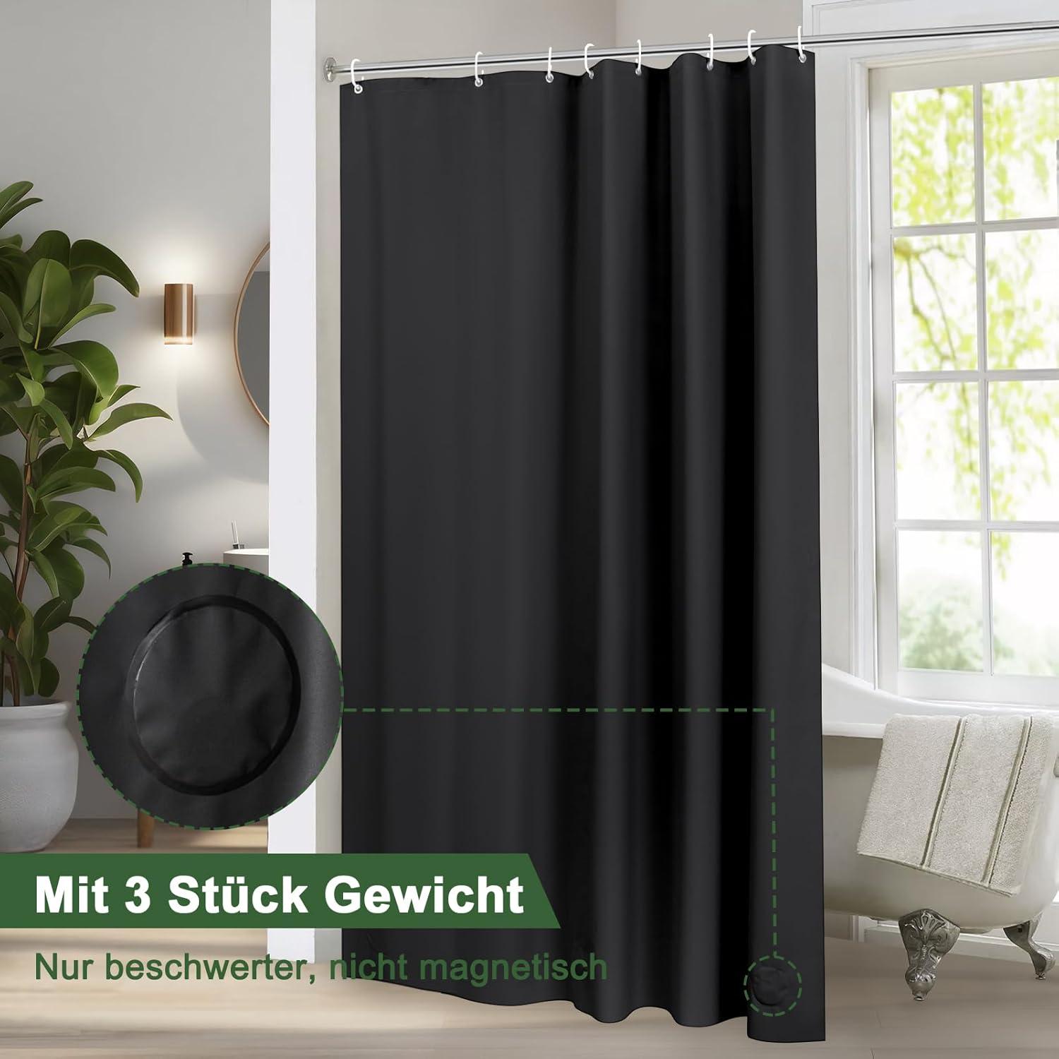 Duschvorhang Schwarz 120x200 Wasserdicht Antischimmel Badvorhang 3