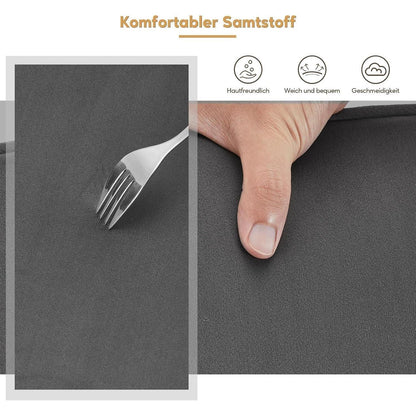 Samt Esszimmerstühle 4er-Set mit Armlehnen & Kissen, Grau