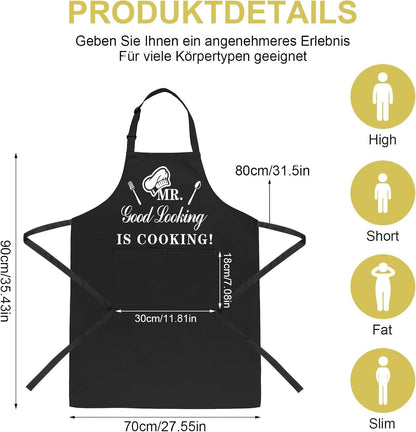Lustige Kochschürze Mr. Good Looking Is Cooking, verstellbar, professionell, Geschenk