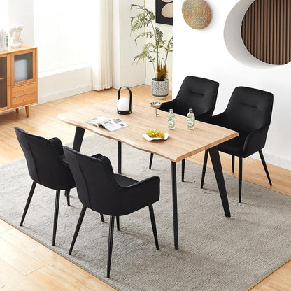 Samt Esszimmerstühle 2er-Set mit Armlehnen & Kissen Schwarz