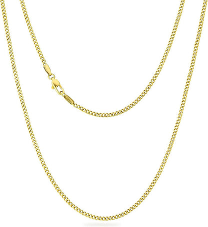 2mm Edelstahl Cuban Link Chain Damen Halskette Gold Vergoldet