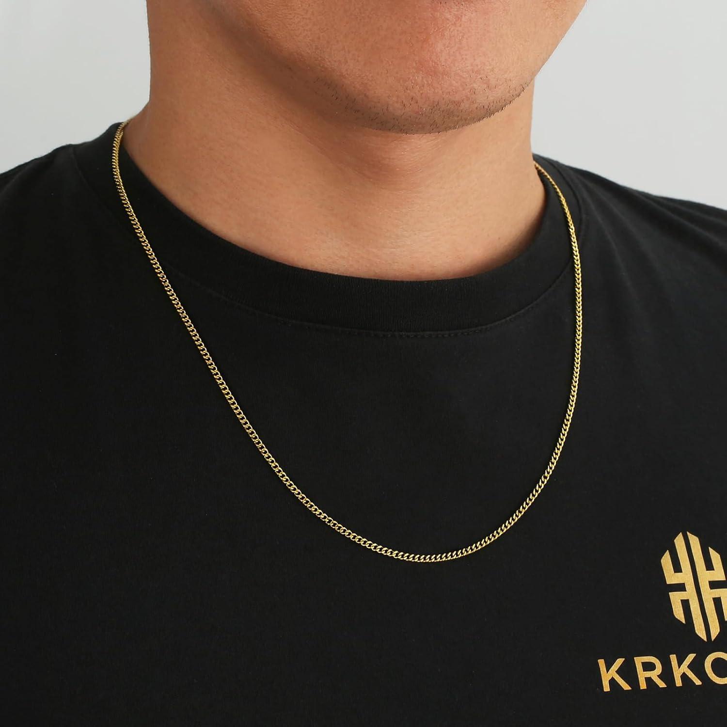 2mm Edelstahl Cuban Link Chain Damen Halskette Gold Vergoldet