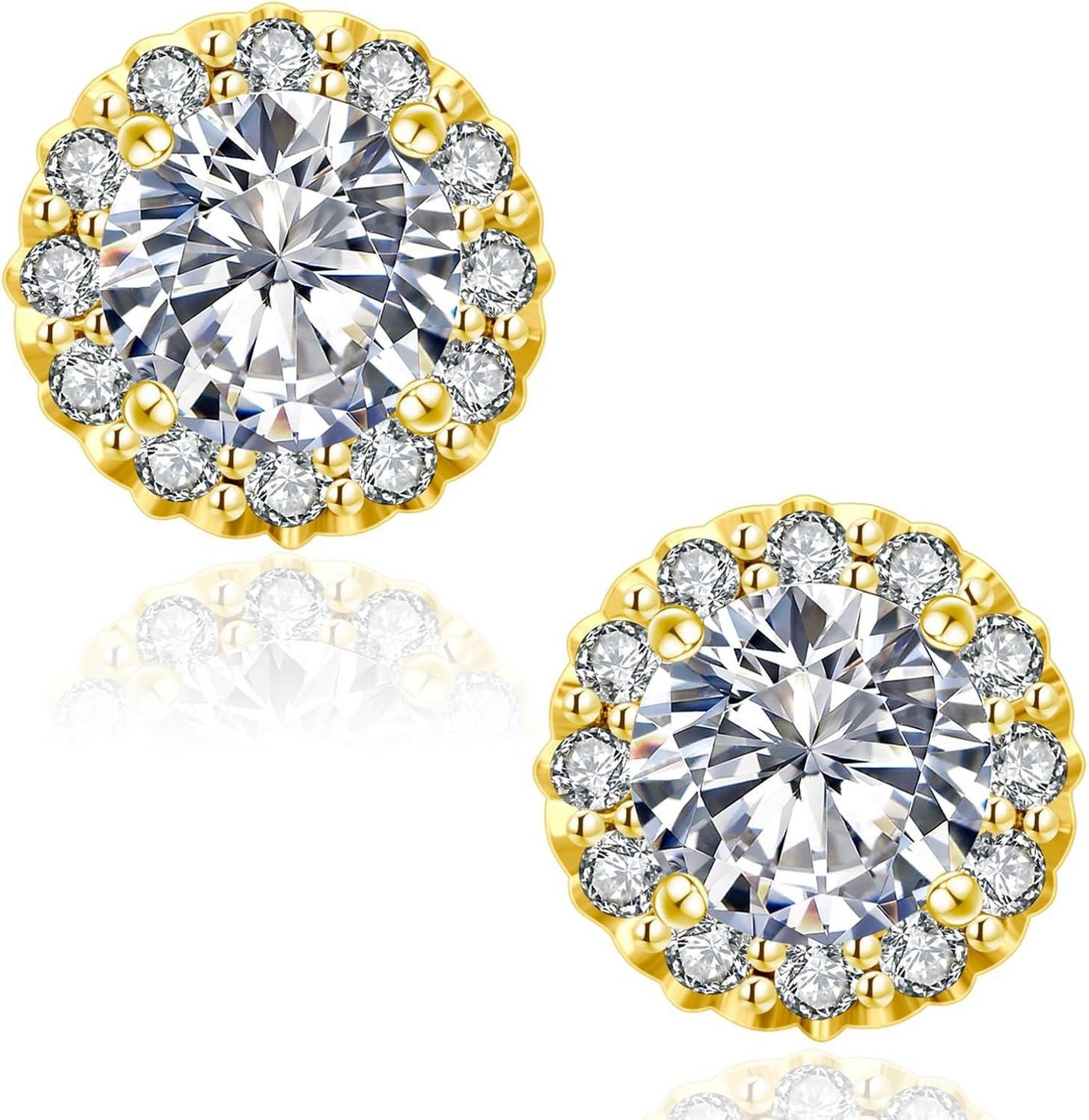 Damen Moissanite Ohrringe 925 Silber Halo Diamant 1,0/2,0 Karat VVS1
