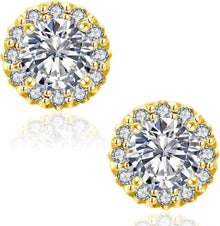 Damen Moissanite Ohrringe 925 Silber Halo Diamant 1,0/2,0 Karat VVS1