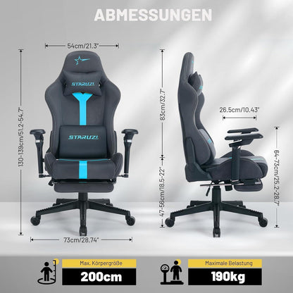 Ergonomischer Gaming Stuhl aus Wildlederimitat