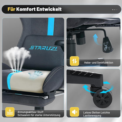 Ergonomischer Gaming Stuhl aus Wildlederimitat