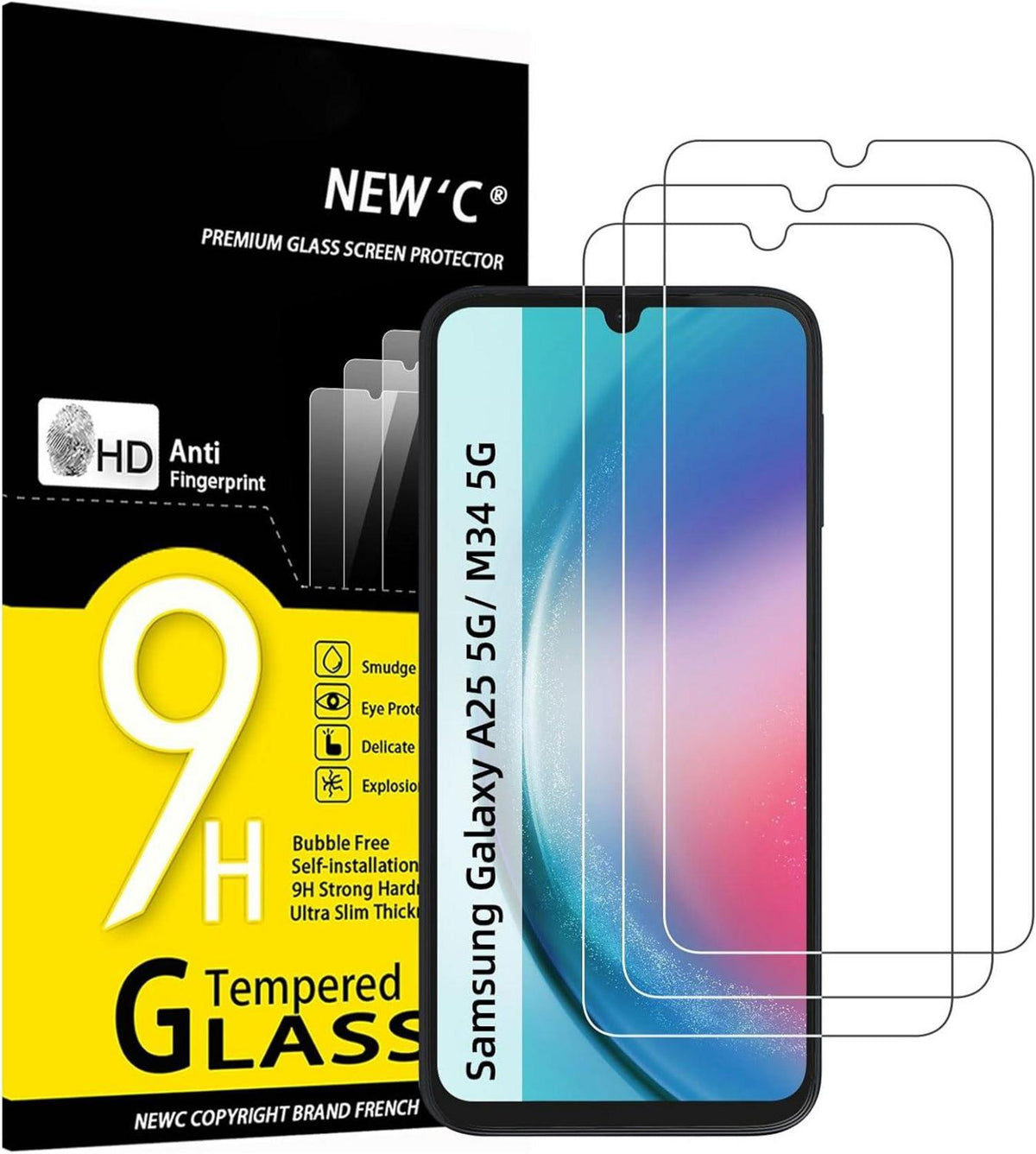 Panzer Schutzglas Samsung Galaxy A25 M34 5G 3er Set 9H Ultra-klar