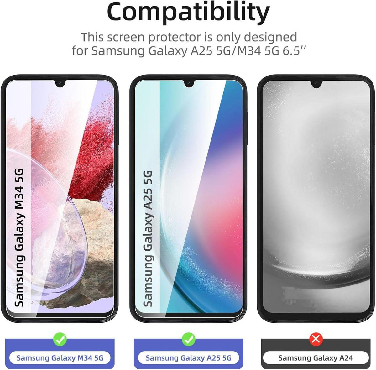 Panzer Schutz Glas Samsung Galaxy A25 5G HD 9H Härte 3 Stück