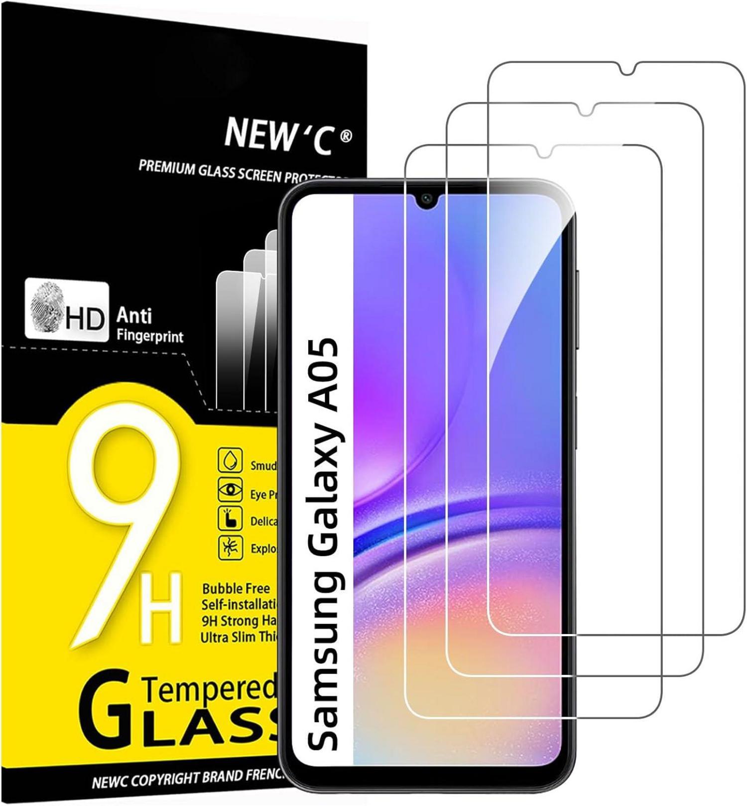 Panzer Schutzglas Samsung Galaxy A05 A05s 3er Set Displayschutz 9H