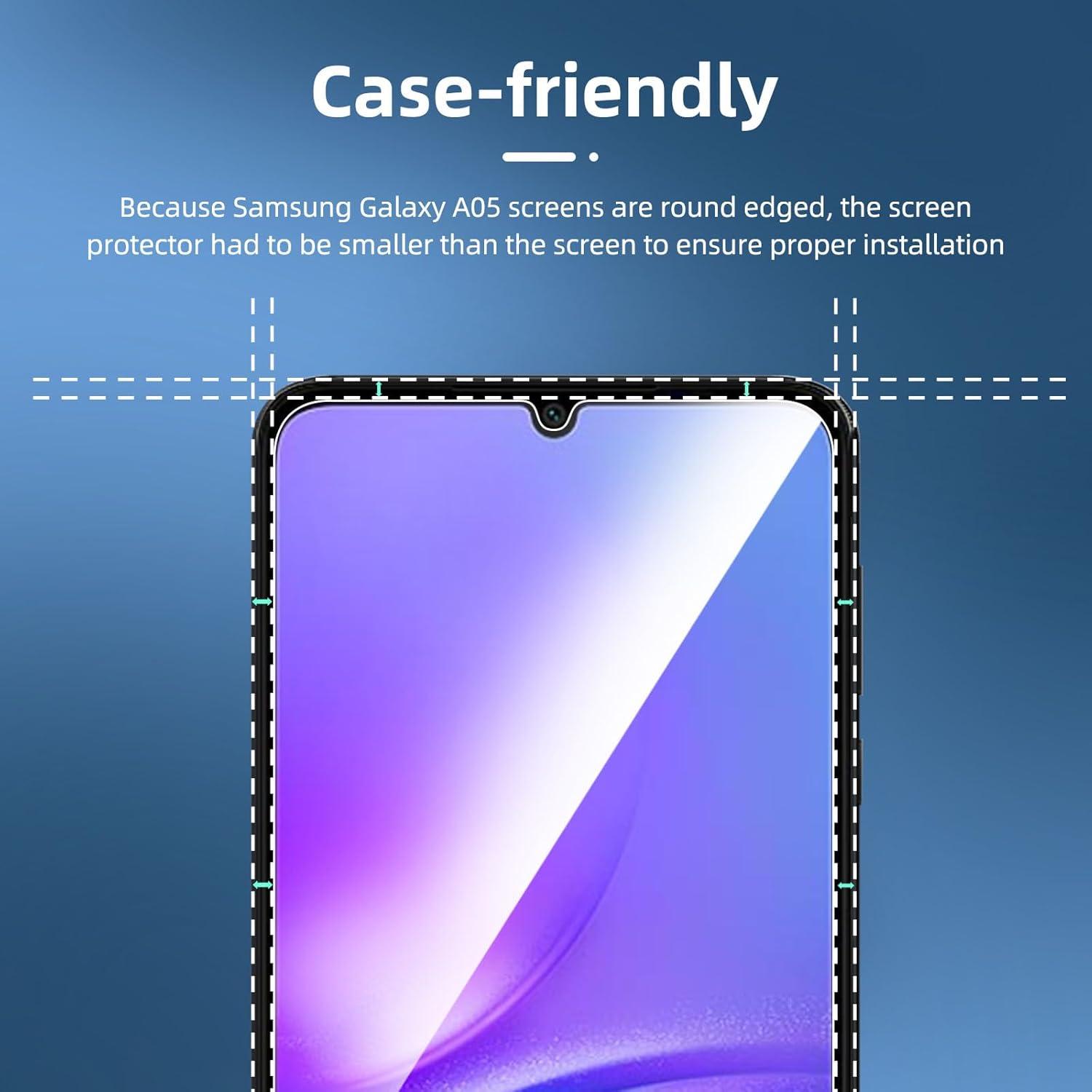 Panzer Schutzglas Samsung Galaxy A05 A05s 3er Set Displayschutz 9H