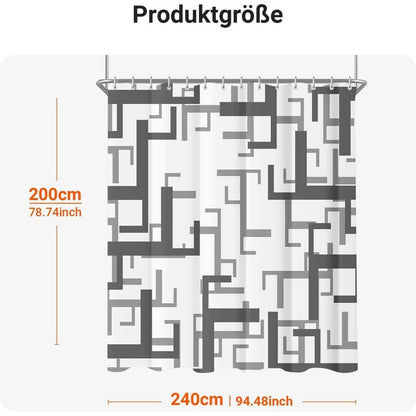 Duschvorhang 240x200 cm Block Antischimmel Textil wasserabweisend waschbar