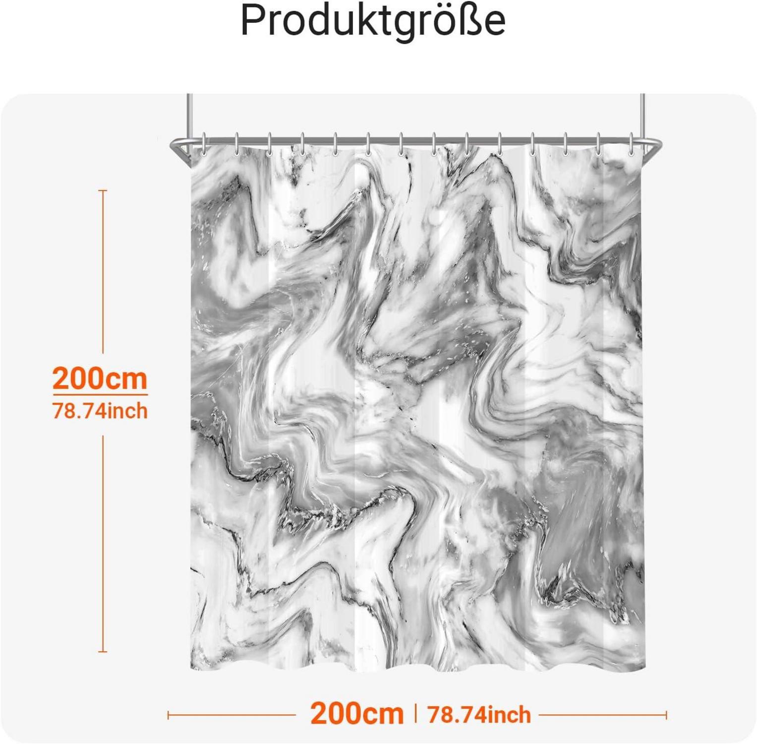Duschvorhang Marmor 200x200cm Antischimmel Textil Wasserabweisend