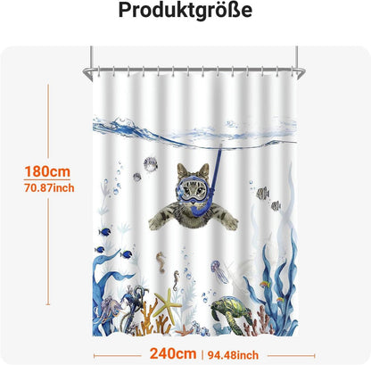 Duschvorhang 240x180cm Katzenschwimme Antischimmel Textil