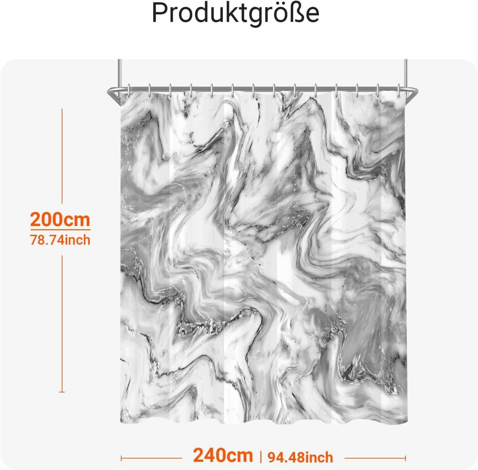 Duschvorhang Marmor Antischimmel Polyestertextil 240x200cm 16 Ösen