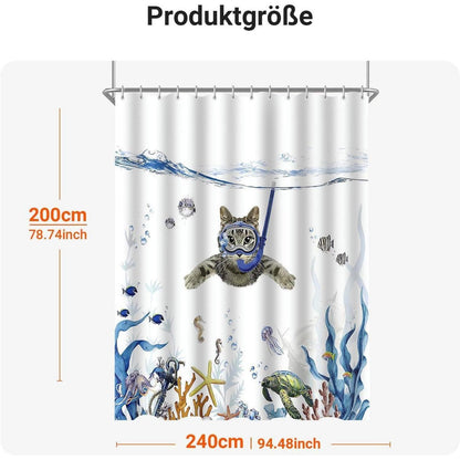 Duschvorhang Katzenschwimme Textil 240x200 cm