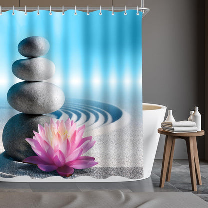 Duschvorhang 150x180cm Kieswüste Antischimmel Textil Wasserabweisend Polyester Stoff Badevorhang 8 Ösen Badewanne