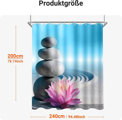 Duschvorhang 240x200 cm Kieswüste Antischimmel Textil Wasserabweisend