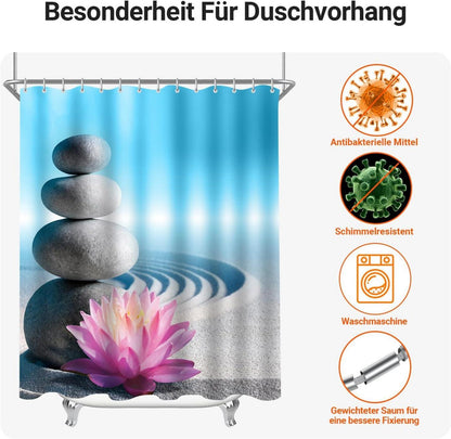 Duschvorhang Kieswüste 240x200 cm Antischimmel Textil Ösen Badezimmer