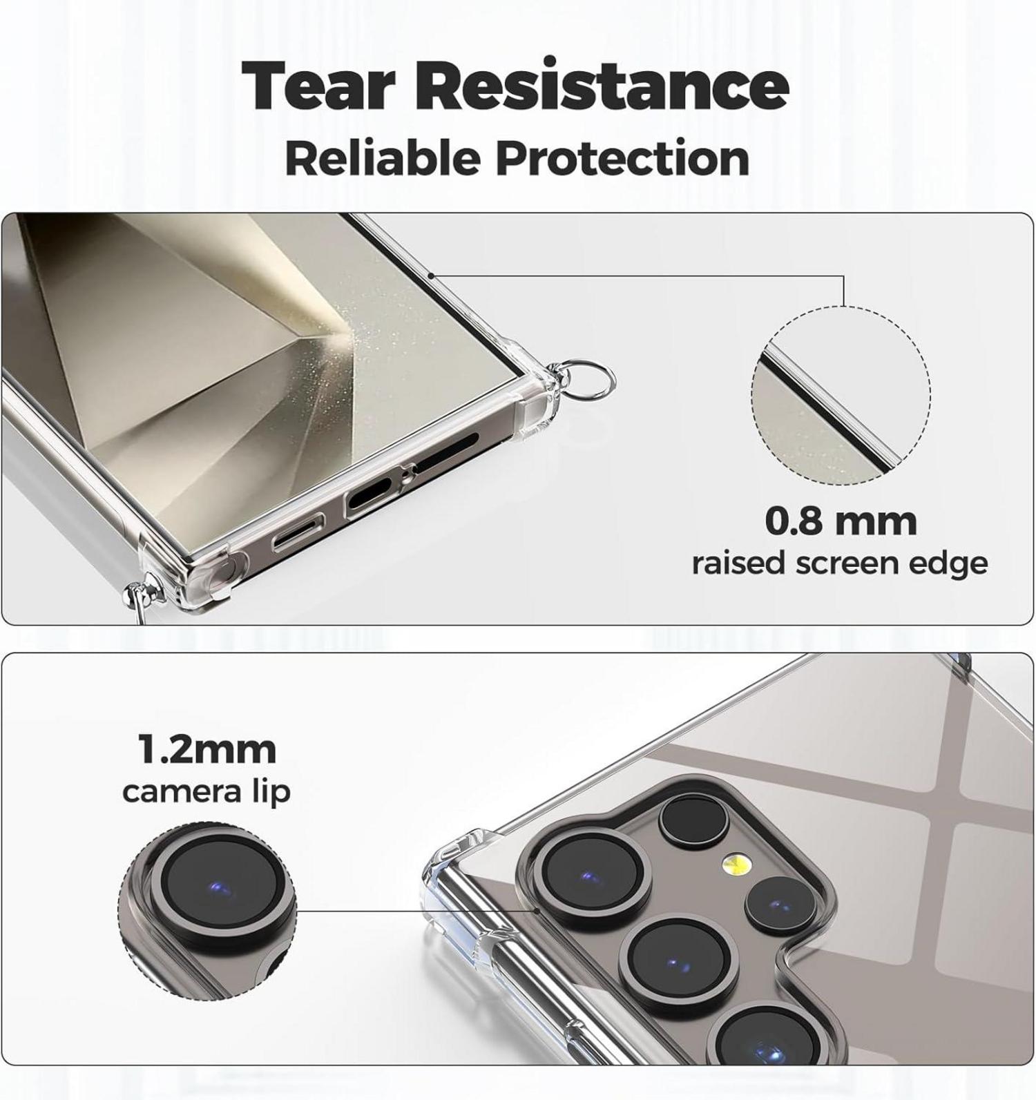 Transparente Handykette Hülle für Samsung Galaxy S24 Ultra, Stoßfeste