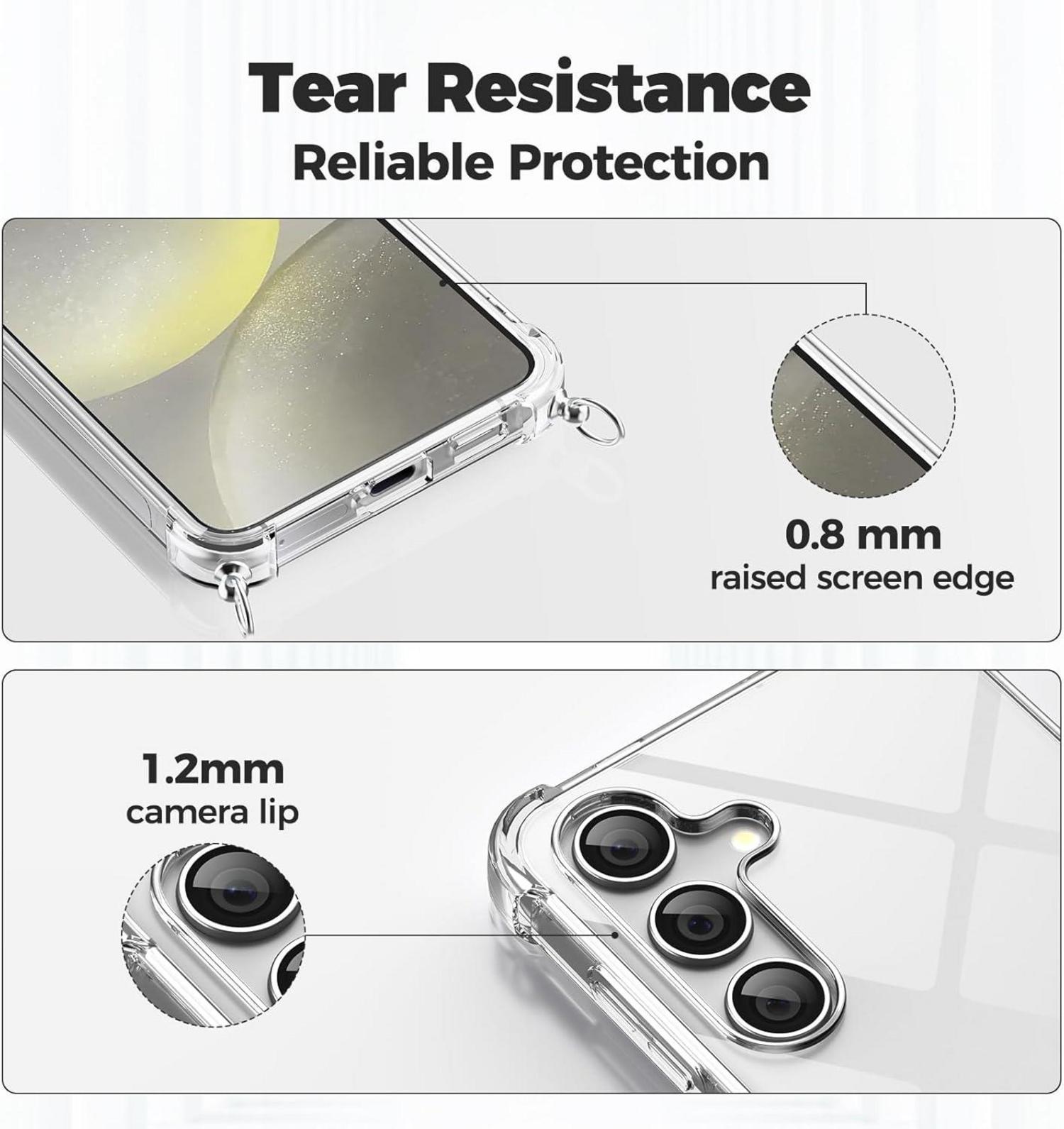 Handykette für Samsung Galaxy S24, Transparente Hülle mit Kordel
