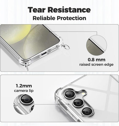Handykette für Samsung Galaxy S24, Transparente Hülle mit Kordel
