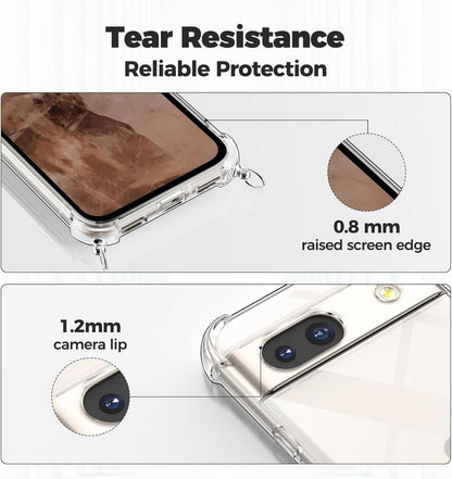 Handykette für Google Pixel 8A - Transparente Hülle mit Handyband