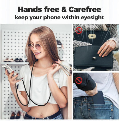 Handykette für Google Pixel 8A in Schwarz - Transparente Necklace Hülle mit Bands zum Umhängen & stoßfeste Schutzhülle