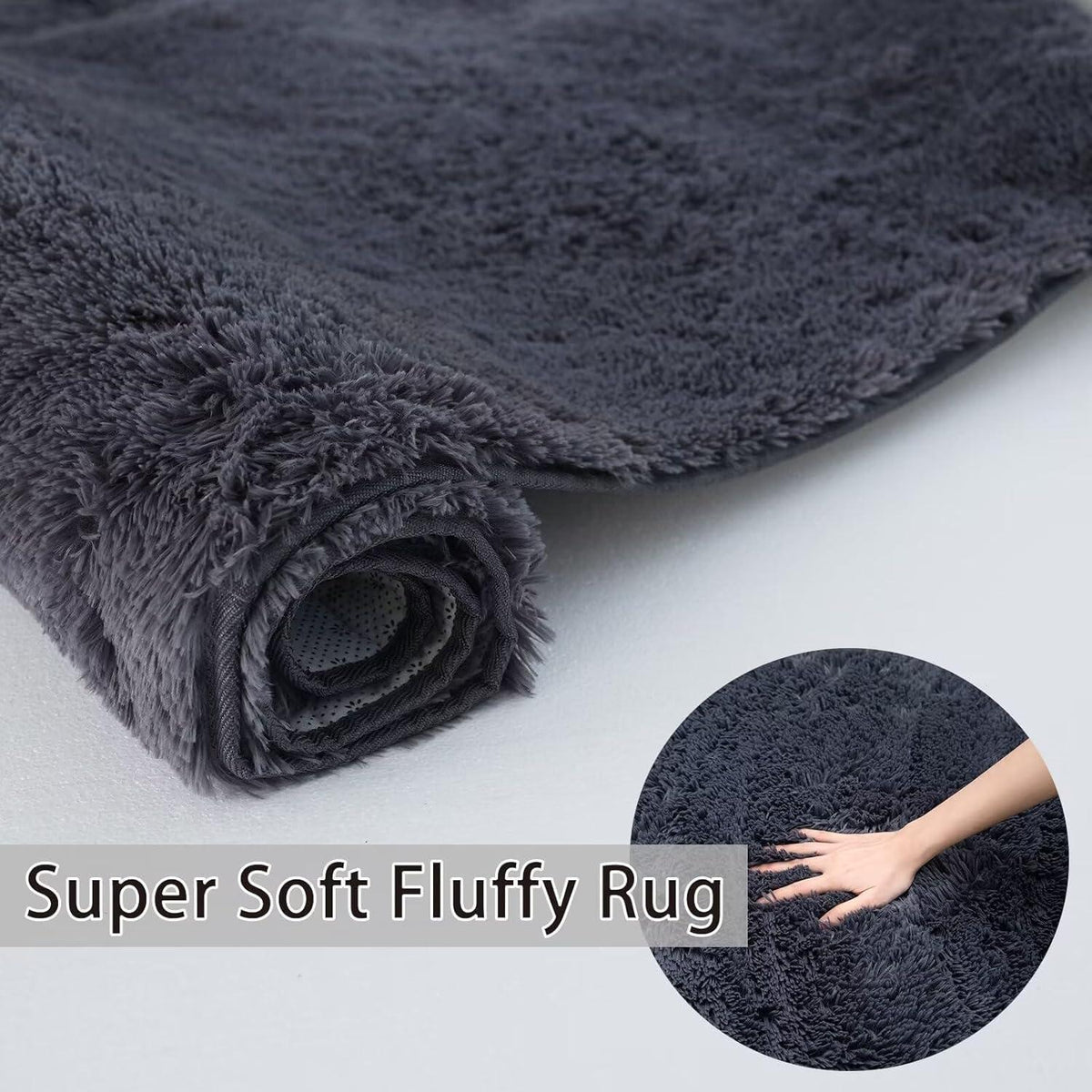 Flauschiger Shaggy Teppich 200x290cm – Grau, Weich & Anti-Rutsch