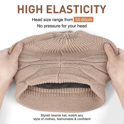 Damen Strickmütze mit Visier, warm gefüttert, Einheitsgröße