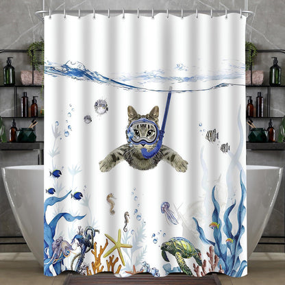 Duschvorhang Katzenschwimme 200x200cm Antischimmel Polyester Stoff