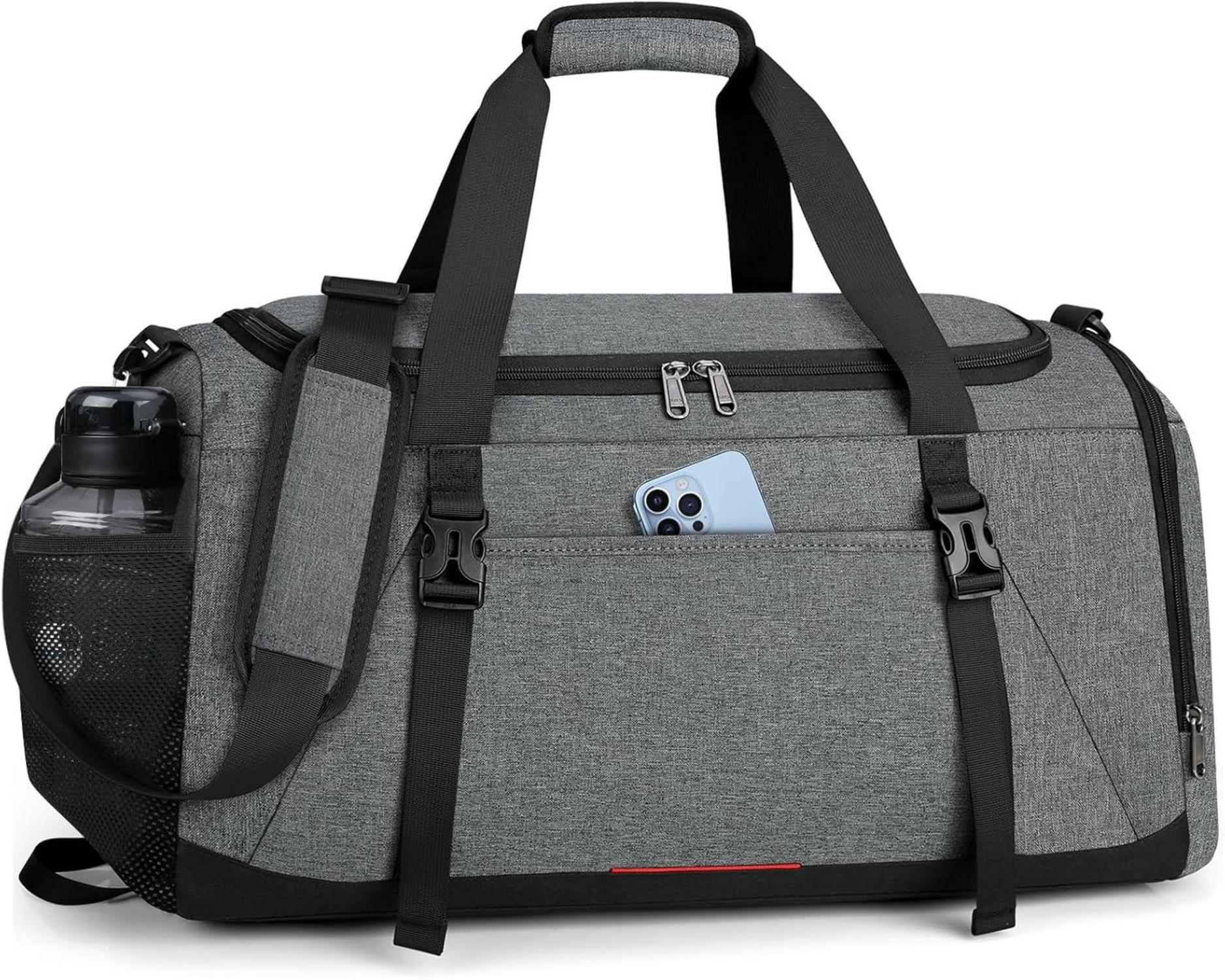 Sporttasche mit Schuhfach und Nassfach 40L - Wasserdicht, Grau