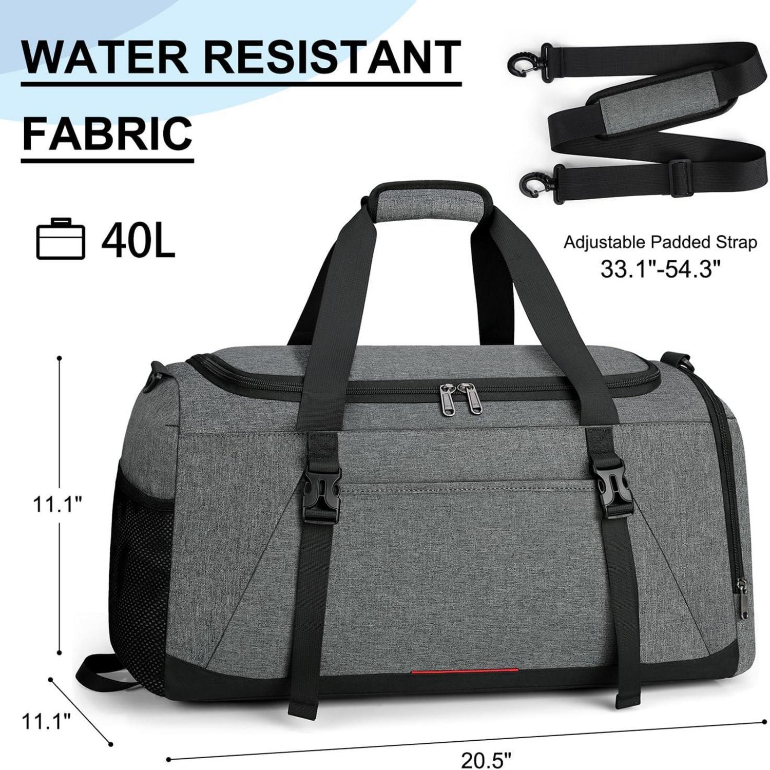 Sporttasche mit Schuhfach und Nassfach 40L - Wasserdicht, Grau