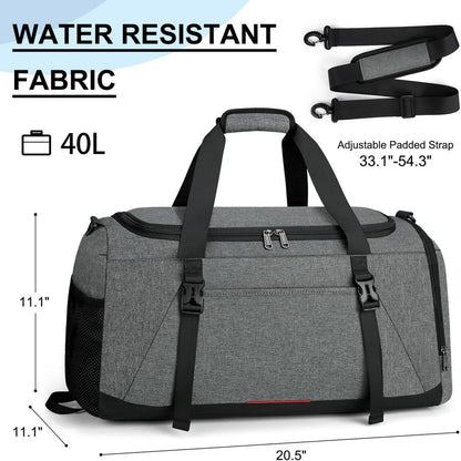 Sporttasche mit Schuhfach und Nassfach 40L - Wasserdicht, Grau