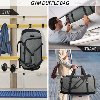 Sporttasche Herren Damen 40L mit Schuh- und Nassfach Wasserdicht Grau