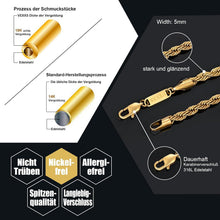 VEXXS Goldkette 18 Karat Vergoldet 5mm Edelstahl halskette