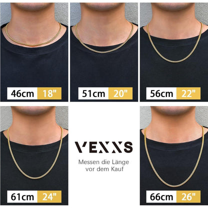 Panzerkette Herren 18 Karat Vergoldet 4-6mm, Goldkette für Männer